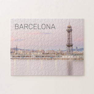 Barcelona Skyline Sunset Catalanonia Spain Luggage Jigsaw Puzzle