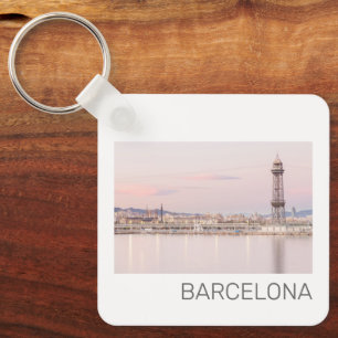 Barcelona Skyline Sunset Catalanonia Spain Luggage Keychain