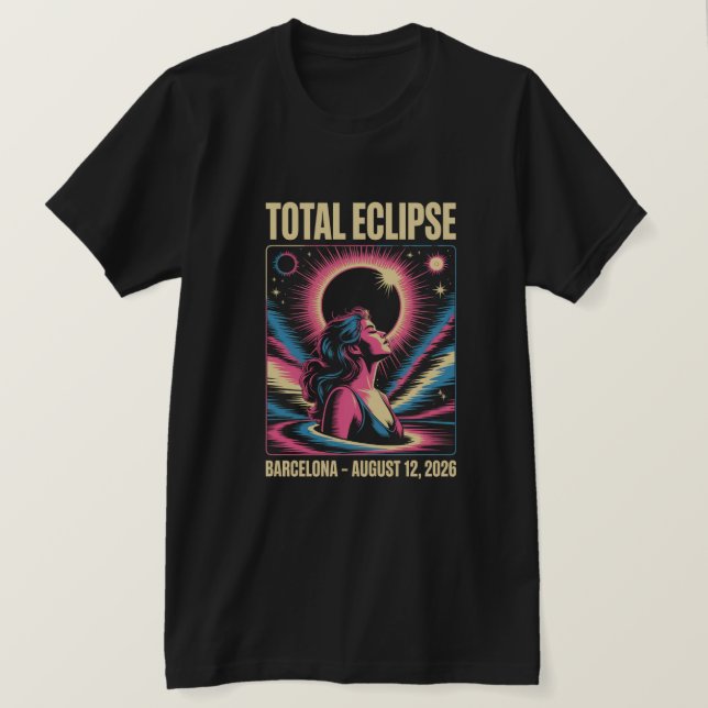 Barcelona Solar Eclipse 2026 Shirt (Design Front)