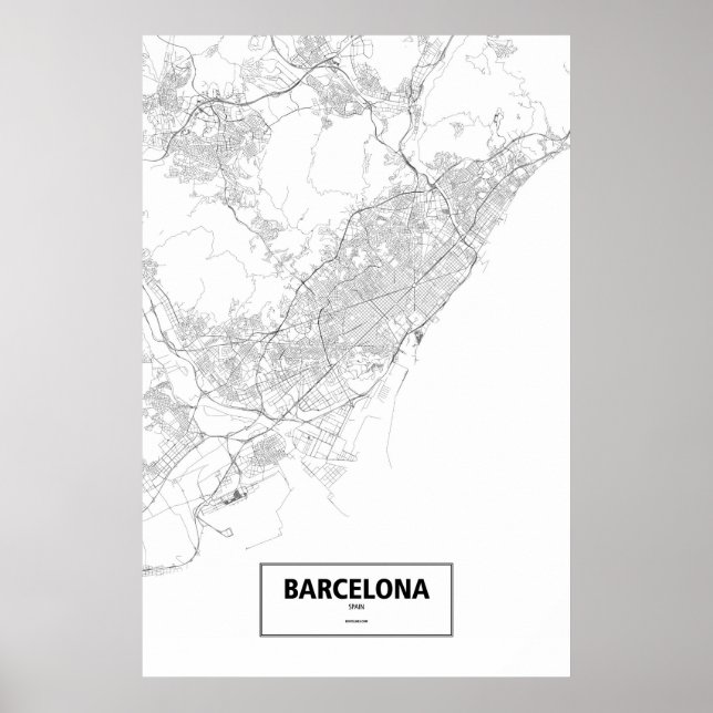 Barcelona, Spain (black on white) Poster (Front)