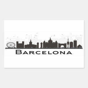 Barcelona, Spain   Black & White City Skyline Sticker