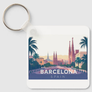 Barcelona Spain Cathedral of Barcelona Travel Keychain