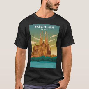 Barcelona Spain Cathedral Travel Poster T-Shirt