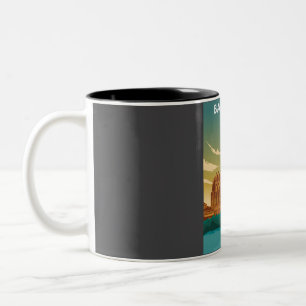 Barcelona Spain Cathedral Travel Poster  Two-Tone Coffee Mug