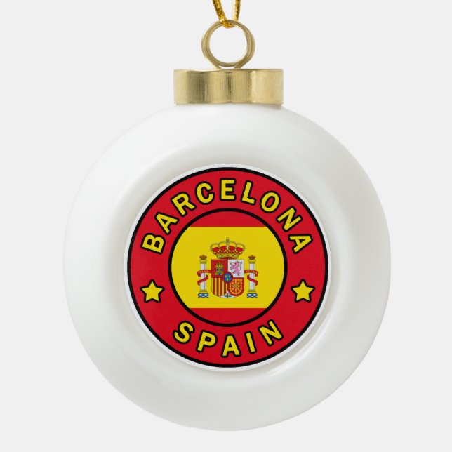 Barcelona Spain Ceramic Ball Christmas Ornament (Front)