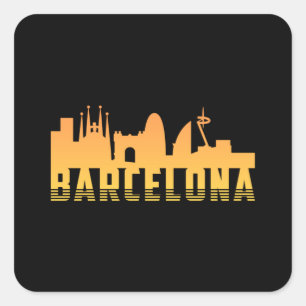 Barcelona Spain City Skyline Cityscape Funny Gift Square Sticker