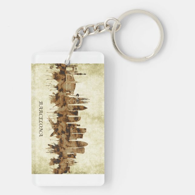 Barcelona Spain Cityscape Keychain (Back)
