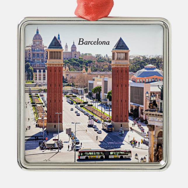 Barcelona, Spain, cityscape Metal Ornament (Front)