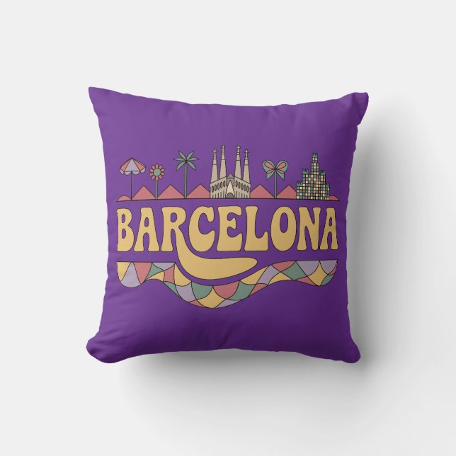 Barcelona Spain Europe Throw Pillow (Front)