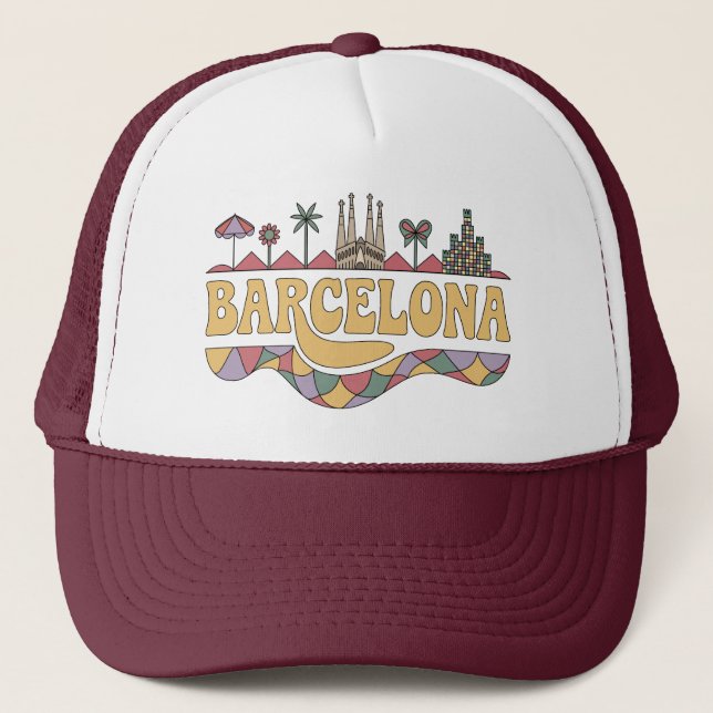 Barcelona Spain Europe Trucker Hat (Front)