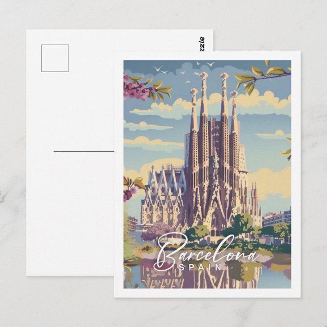 Barcelona Spain Famous Vintage Travel Place Postcard (Front/Back)