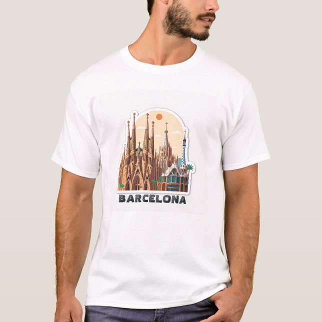 Barcelona Spain landmarks T-Shirt (Front)