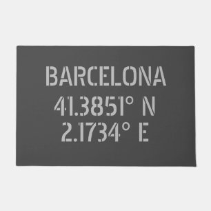 Barcelona Spain Latitude and Longitude Doormat