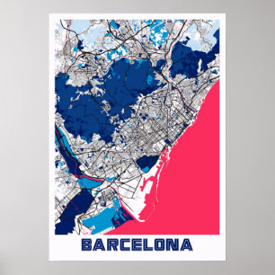 Barcelona - Spain MilkTea City Map Poster