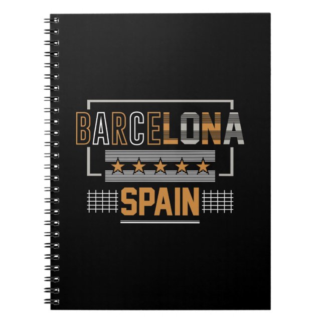 Barcelona Spain Modern Typography Travel Design Notebook (Front)