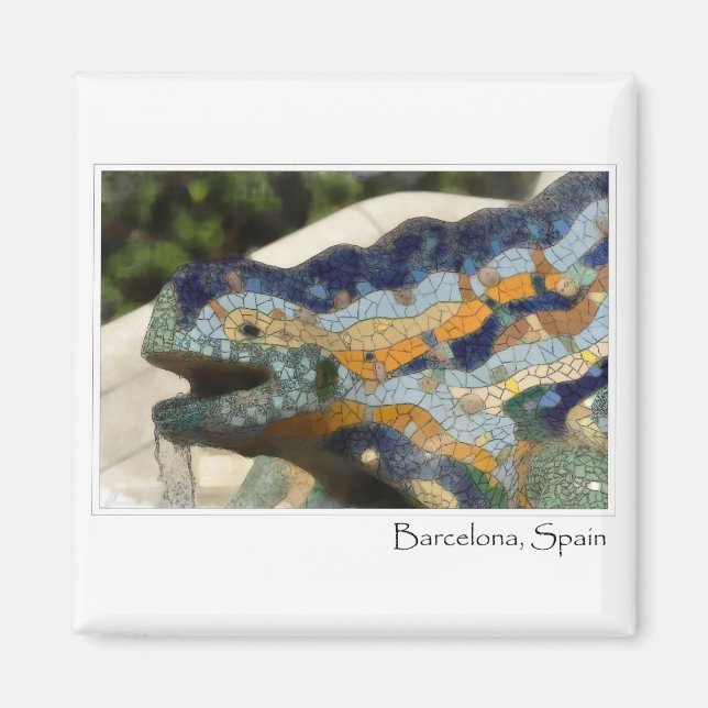 Barcelona Spain Parc Guell Mosaic Lizard Magnet (Front)