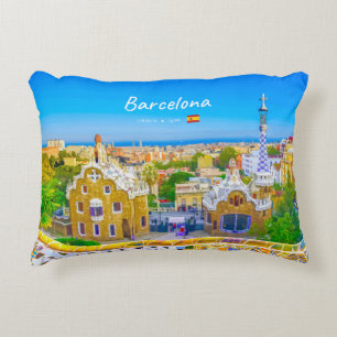 Barcelona, Spain - Park Guell Gaudi Mosaic Accent Pillow