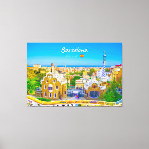 Barcelona, Spain - Park Guell Gaudi Mosaic Canvas Print