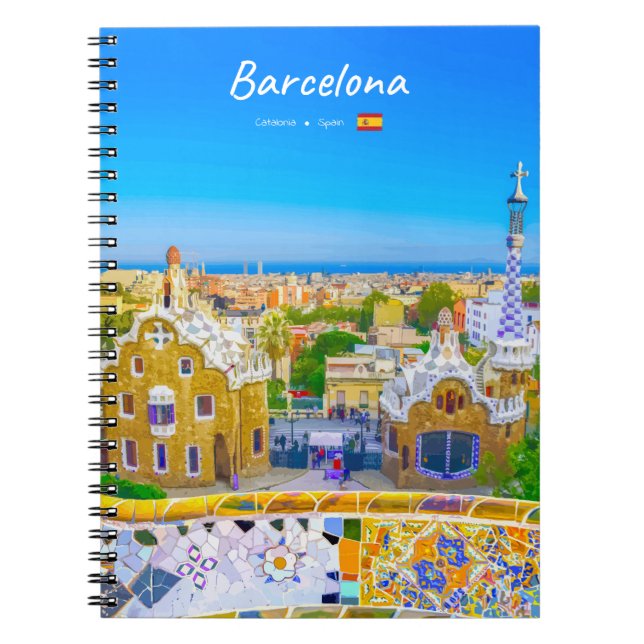Barcelona, Spain - Park Guell Gaudi Mosaic Notebook (Front)