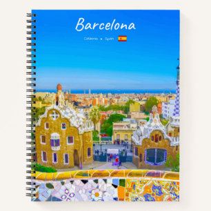 Barcelona, Spain - Park Guell Gaudi Mosaic Spiral Notebook
