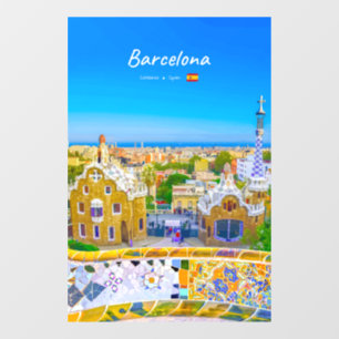 Barcelona, Spain - Park Guell Gaudi Mosaic Window Cling