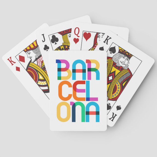 Barcelona Spain Pop Art Letters Playing Cards (Back)