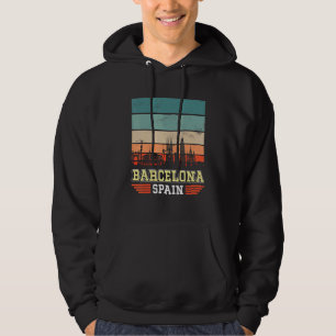 Barcelona Spain Retro Vintage Sunset Skyline Barce Hoodie