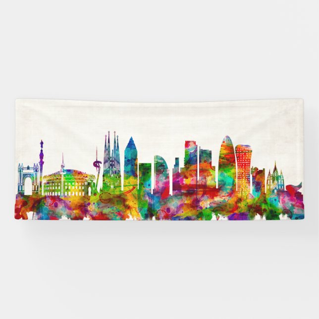 Barcelona Spain Skyline Banner (Horizontal)
