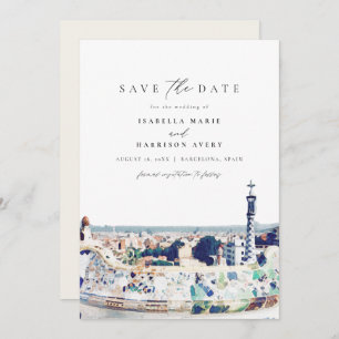 BARCELONA Spain Skyline Destination Save the Date Invitation