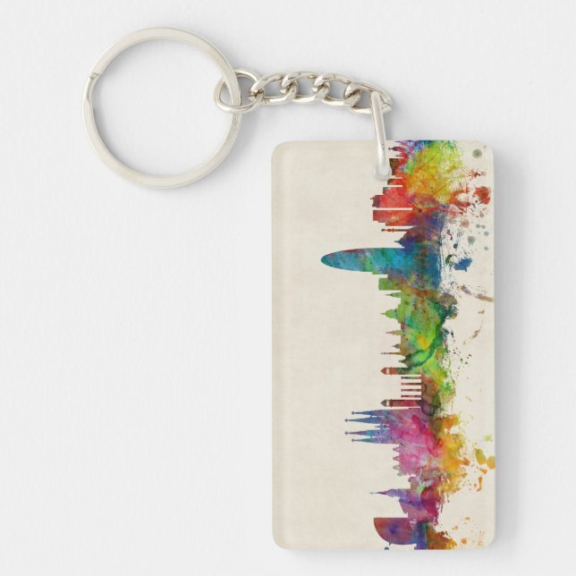Barcelona Spain Skyline Keychain (Front)