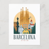 Barcelona Spain Skyline Postcard