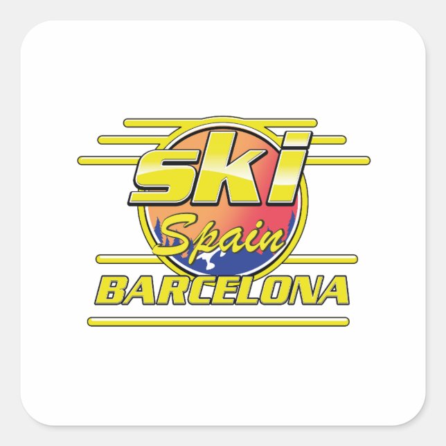 Barcelona Spain to Ski logo Square Sticker (Front)