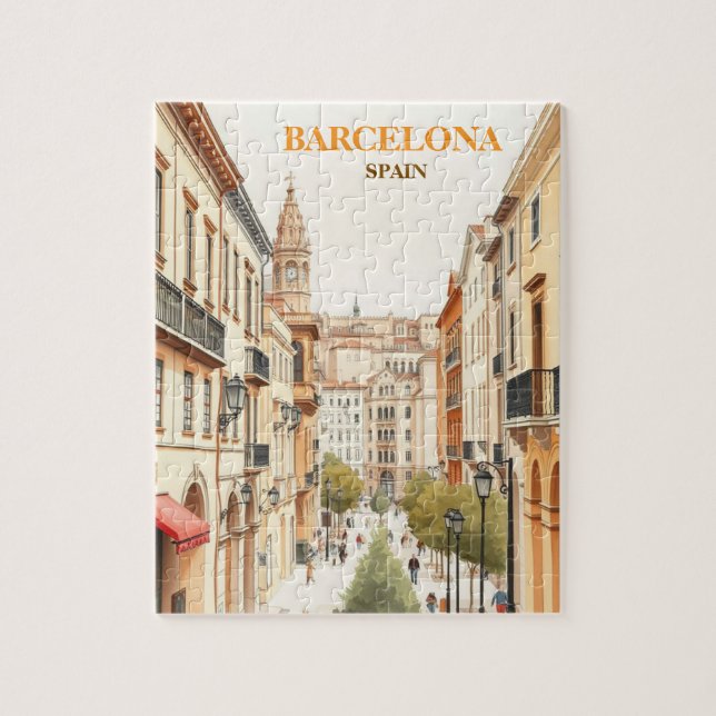 barcelona spain Travel Art Vintage Jigsaw Puzzle (Vertical)