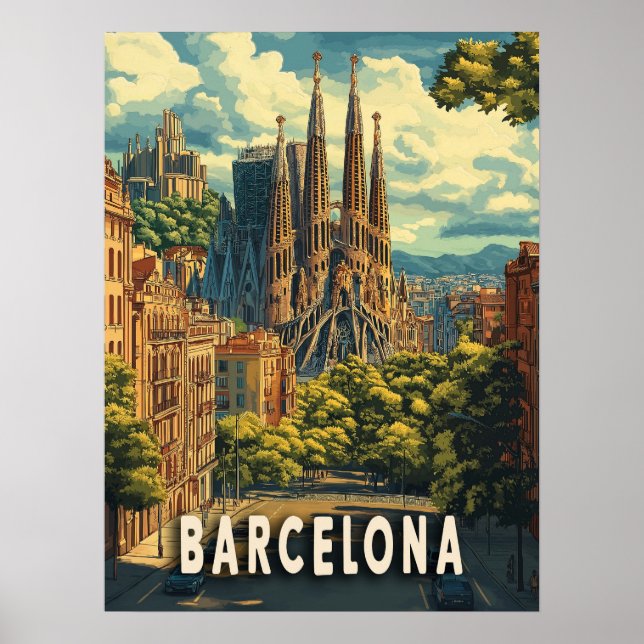 Barcelona, Spain Travel Poster (Front)