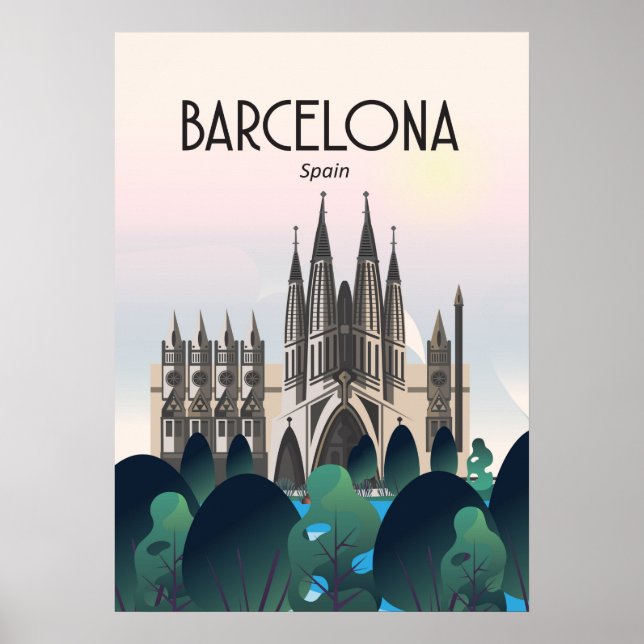 Barcelona Spain Travel Poster, Print,  Poster (Front)