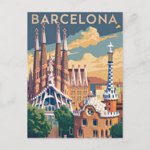 Barcelona Spain vintage Holiday Postcard