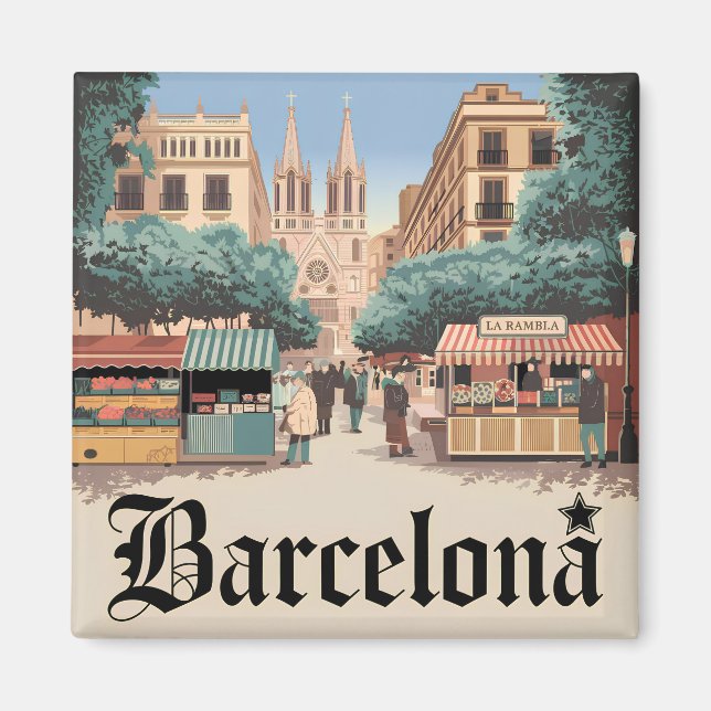 Barcelona Spain vintage Magnet (Front)