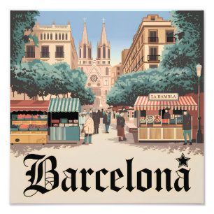 Barcelona Spain vintage Photo Print