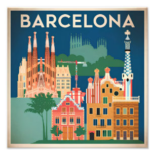 Barcelona Spain vintage Photo Print