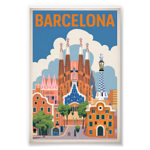 Barcelona Spain vintage Photo Print