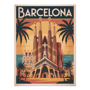 Barcelona Spain vintage Photo Print