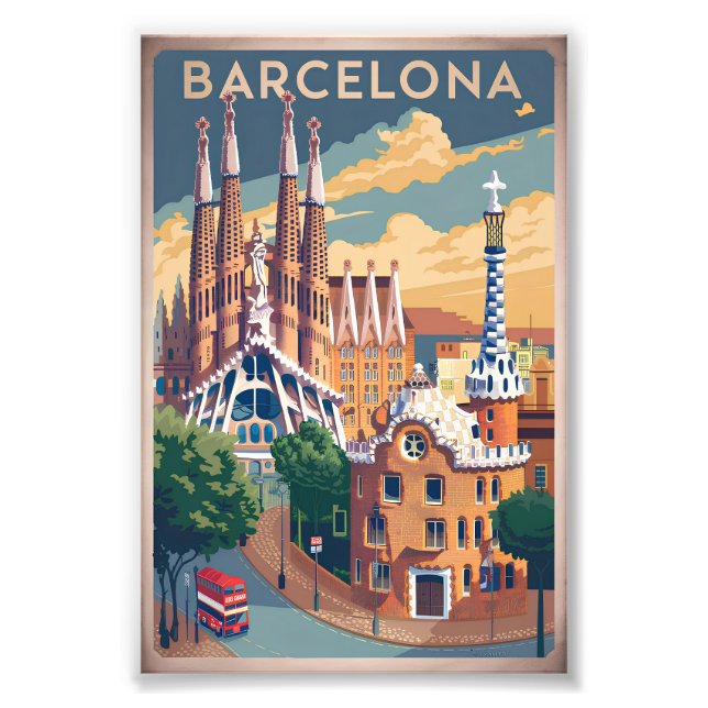 Barcelona Spain vintage Photo Print (Front)