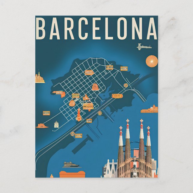 Barcelona Spain vintage Postcard (Front)