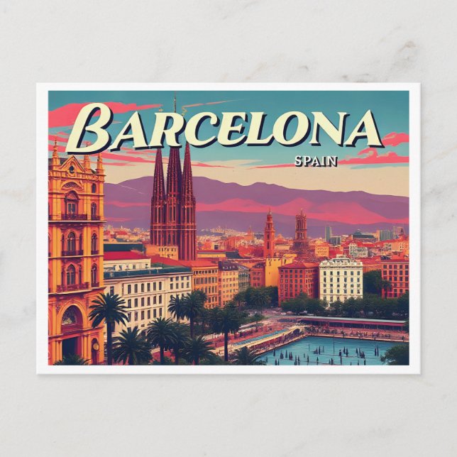 BARCELONA SPAIN VINTAGE POSTCARD (Front)