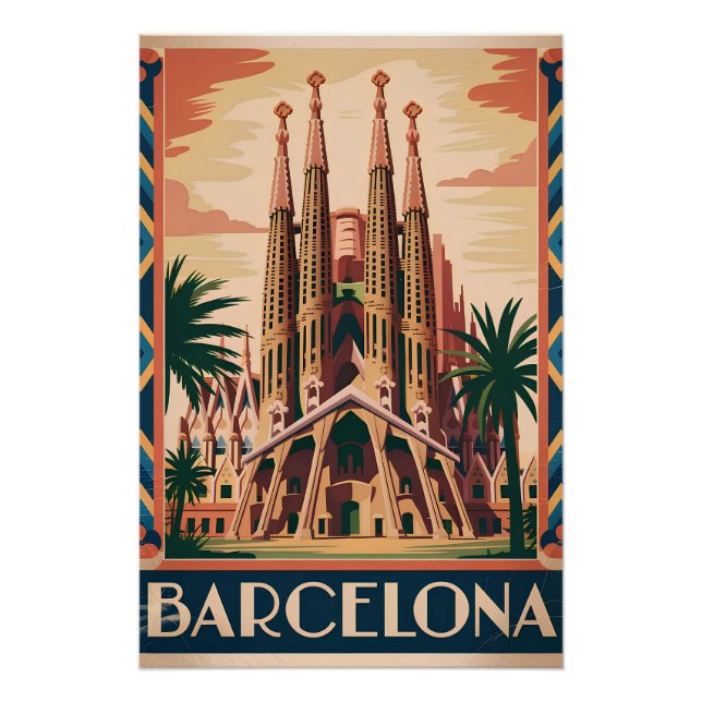 Barcelona Spain vintage Poster (Front)