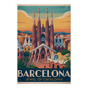 Barcelona Spain vintage Poster