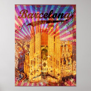 Barcelona, Spain, Vintage poster