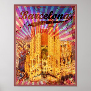 Barcelona, Spain, Vintage poster