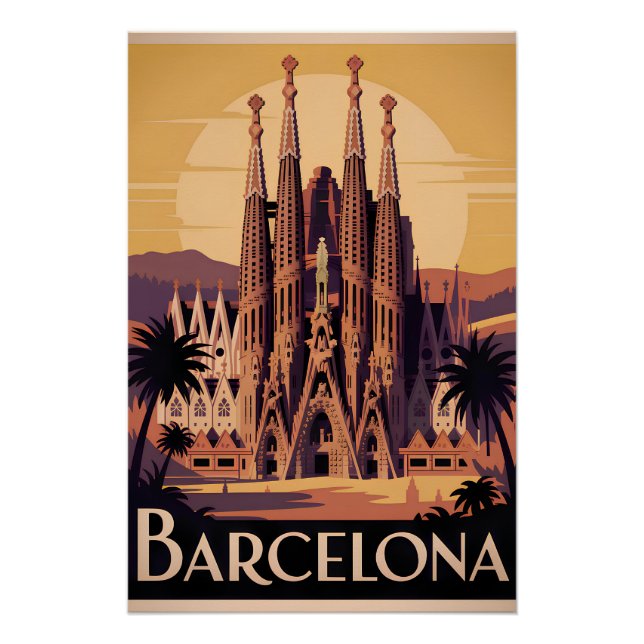 Barcelona Spain vintage Poster (Front)
