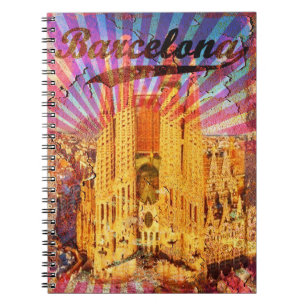Barcelona, Spain, Vintage poster Notebook